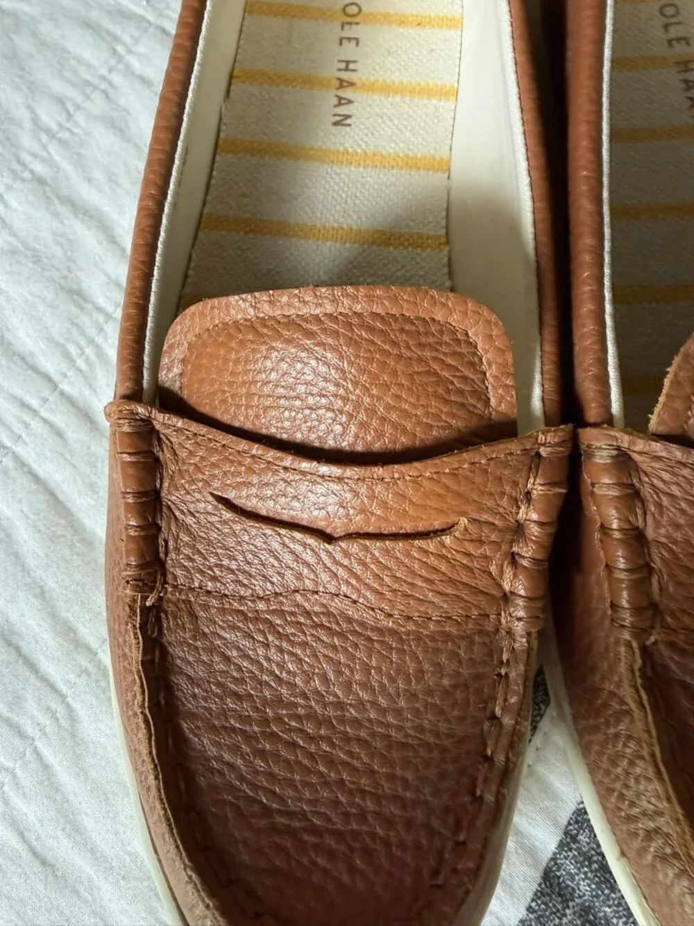 Cole Haan Size 6.5 Brown Leather Penny Loafers White Sneaker Sole